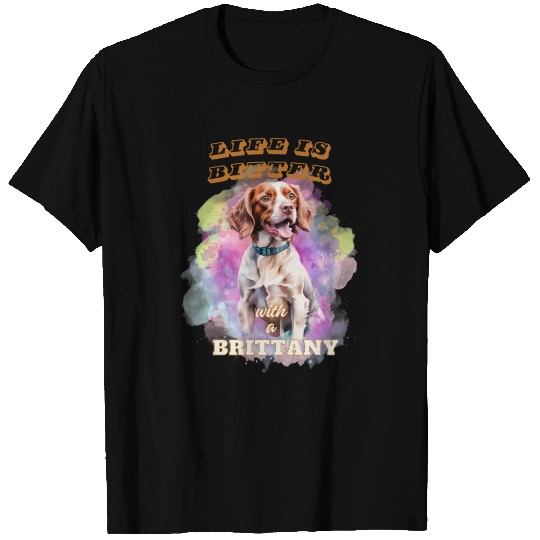 Surrealism Starry Night Brittany Spaniel Dog T Shirts