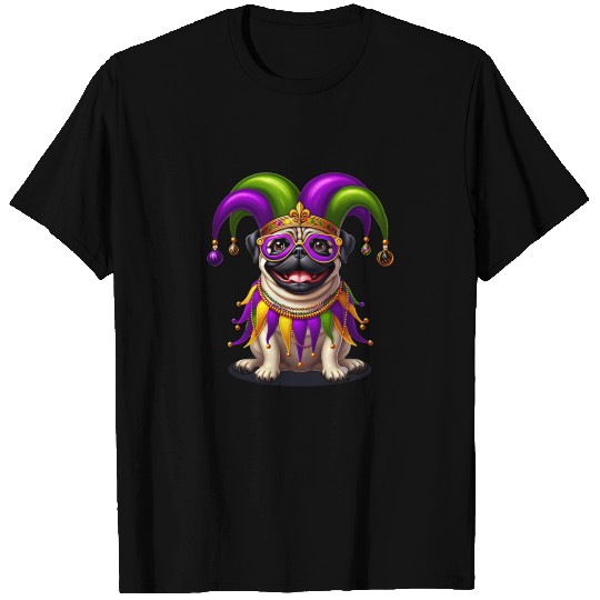 Mardi Gras Pug with Jester Hat T Shirts