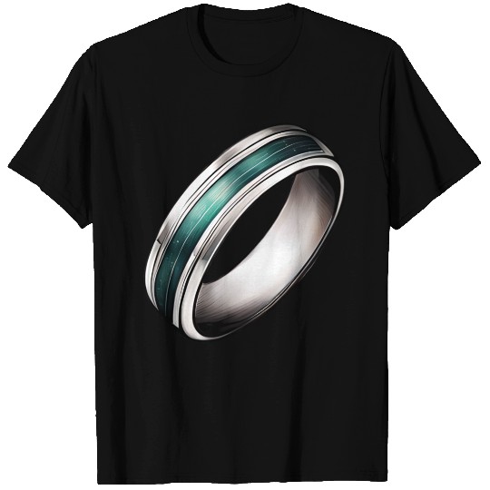 Silver Ring With Green Inlay Jewelry T Shirts