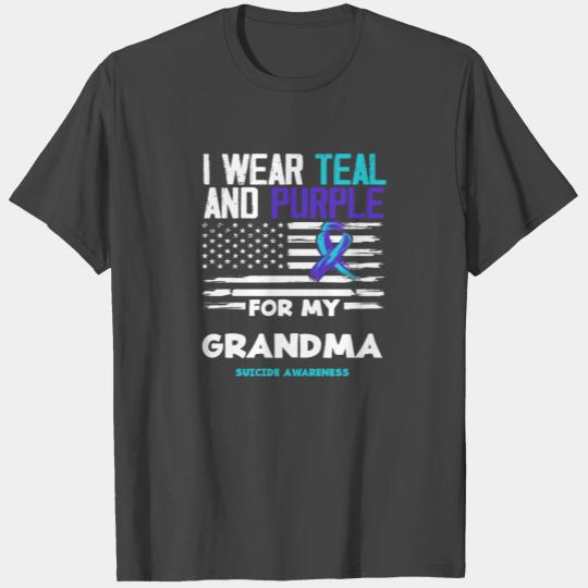 I Wear Teal Purple Grandma Suicide Awareness T Shirts