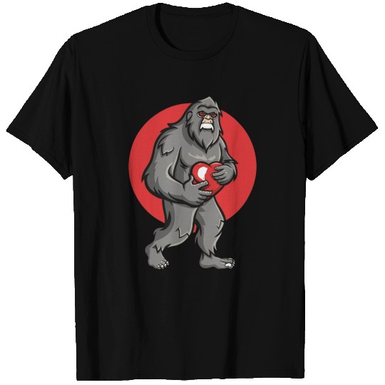 bigfoot heart valentines day T Shirts