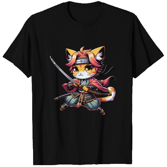 Chibi Samurai Cat T Shirts