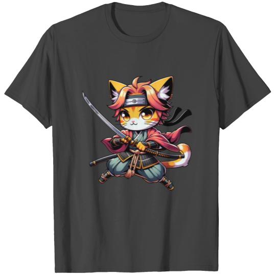 Chibi Samurai Cat T Shirts