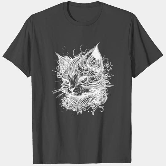 Cuddly Little Space Cat In Vintage Style T Shirts