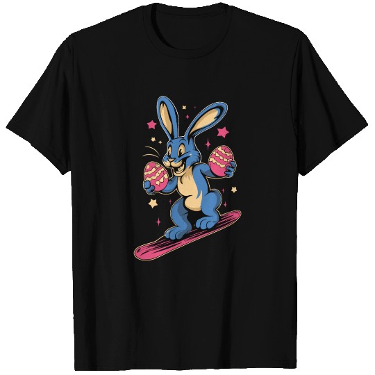 Easter Bunny on a snowboard with Easter eggs T Shirts