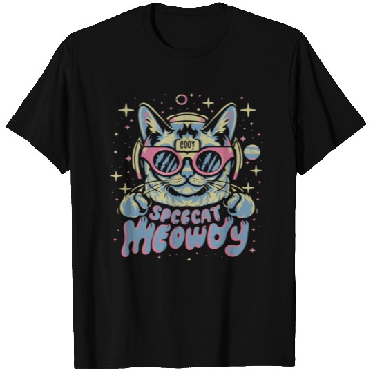 Meowdy Funny Kitty New Space Groovy T Shirts