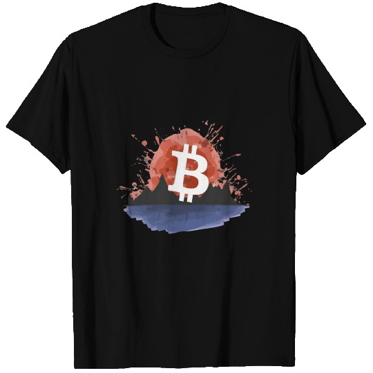 Bitcoin Japonese Ink Sunset Serenity T Shirts