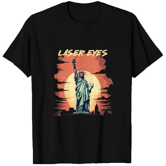 Statue of Liberty Bitcoin Laser Eyes T Shirts