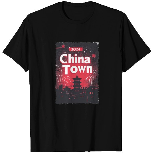 ChinaTown Ignites: Synthwave Red & Black Shiluette T Shirts