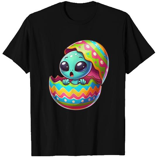 Colorful Alien Easter Egg Hatch Design T Shirts