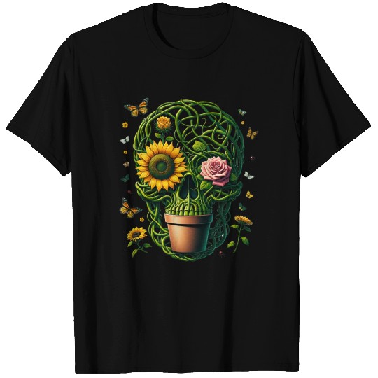 Garden Lover’s Floral Skull T Shirts Green Thumb