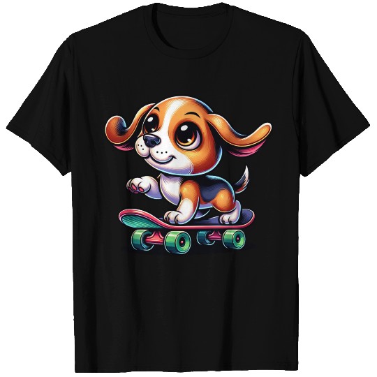 Beagle skateboarder comic cartoon dog T Shirts
