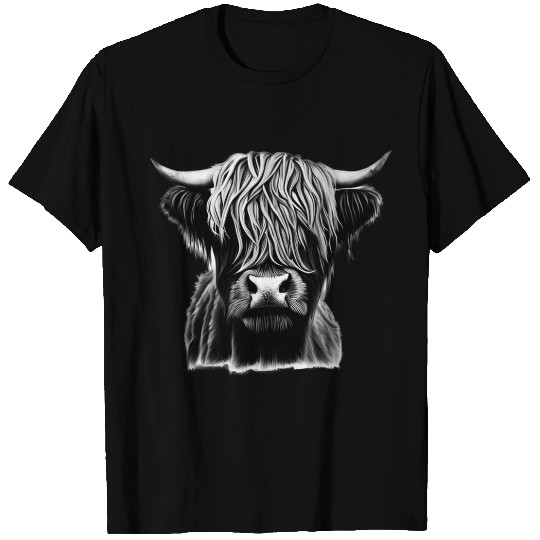 Highland cattle pencil sketch T Shirts