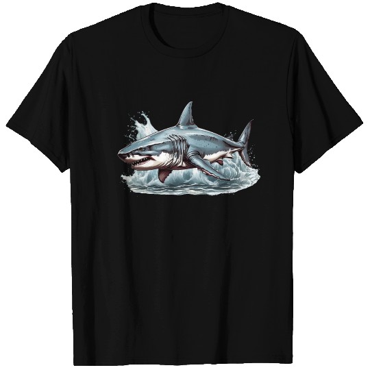 Angry great white shark T Shirts