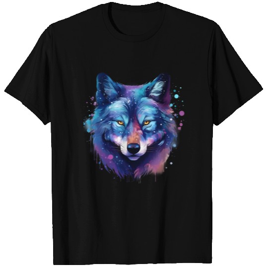 Cool Blue Galaxy Wolf T Shirts