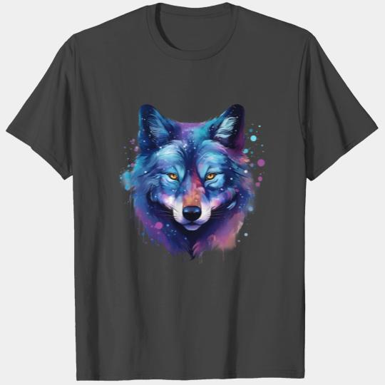 Cool Blue Galaxy Wolf T Shirts