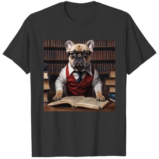 The Dapper French Bulldog Teacher in Red T Shirts