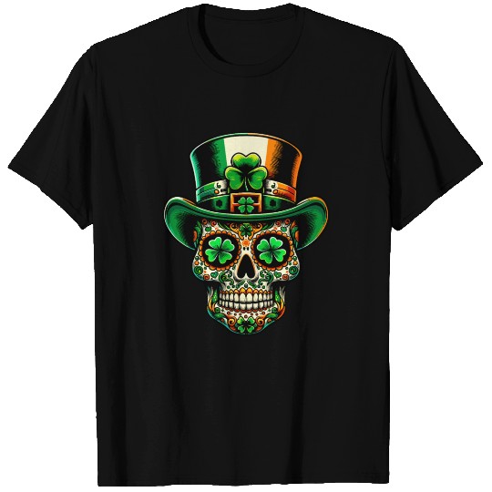 St Patricks Day Irish Sugar Skull Day Of Dead T Shirts