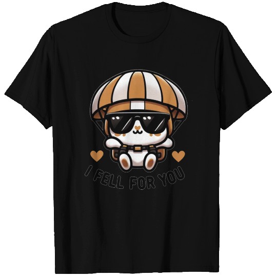 Valentines Cat Funny Parachutist T Shirts