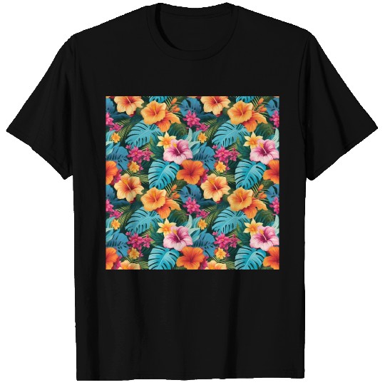 Colorful Tropical Foliage Pattern T Shirts