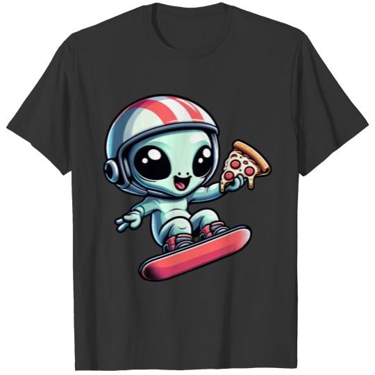 Cute cartoon alien snowboard snowboarder winter T Shirts