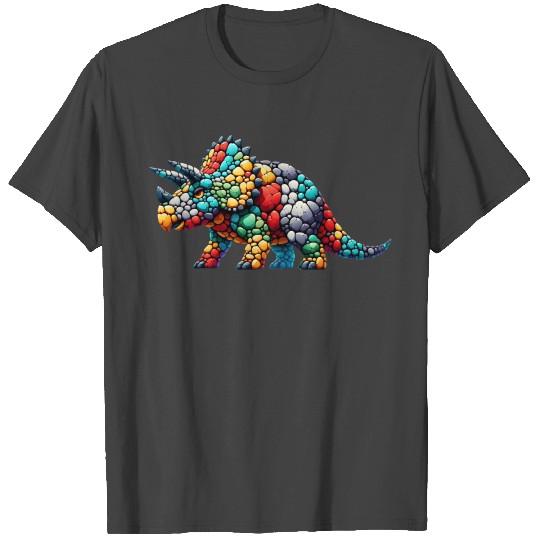 Colorful Rock Triceratops Illustration T Shirts