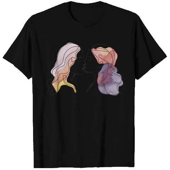 Lesbian Couple Simple Minimalistic Drawing T Shirts