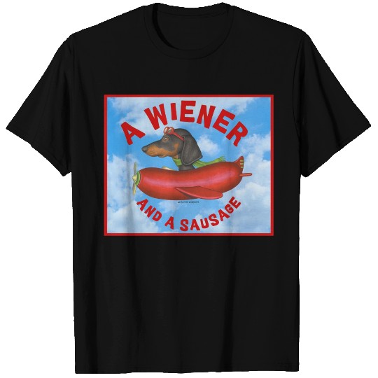 Cute Sausage Dog flying a hot dog plane T Shirts