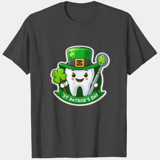 St patricks day cartoon dentist design, cute tooth T Shirts