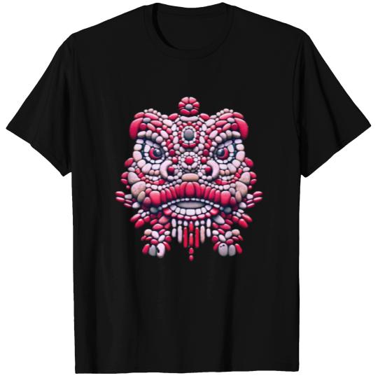 Chinese New Year - Pink Peony Lion Dance Mask T Shirts