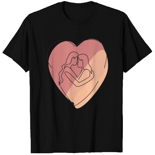 Lesbian Couple in Heart T Shirts