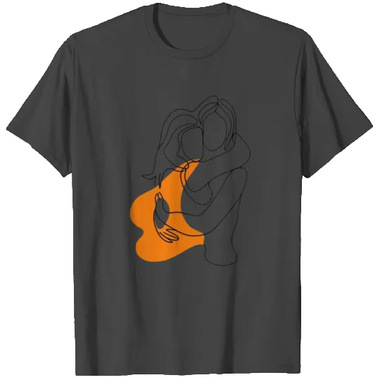 Lesbian Couple Minimalist Line Art T Shirts