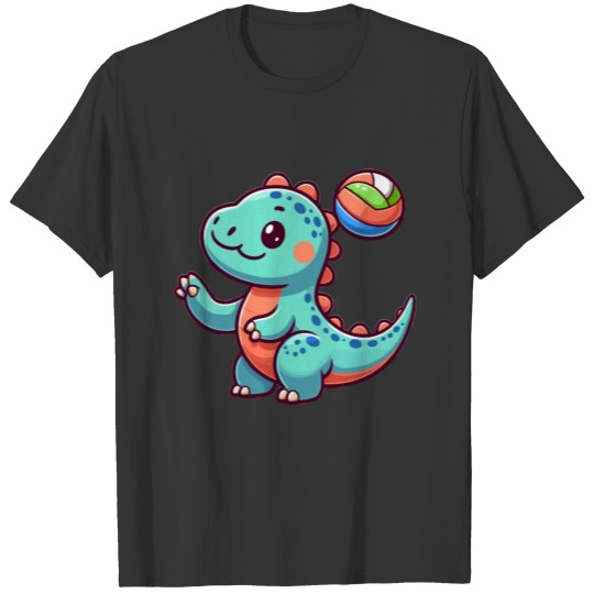 Happy Dino Plays Volleyball T Shirts