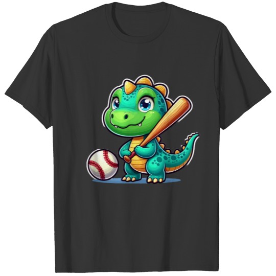 Happy Dino Plays Baseball T Shirts