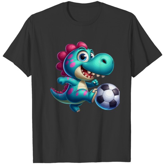 Happy Dino Plays Football T Shirts