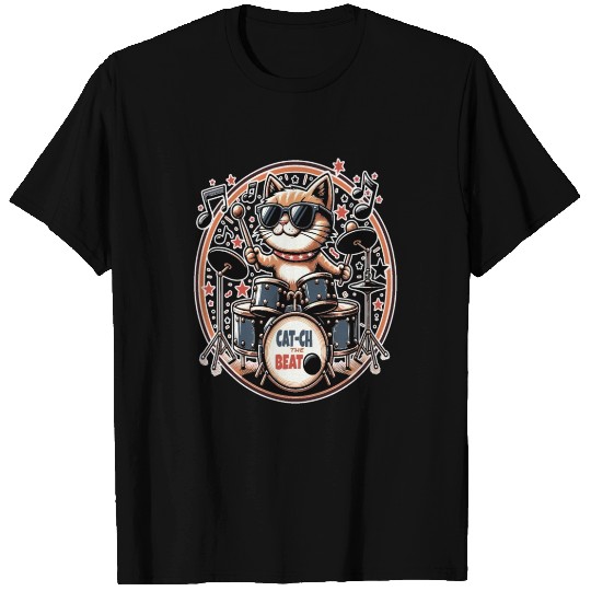 Catch The Beat, Cool Cat Drummer T Shirts