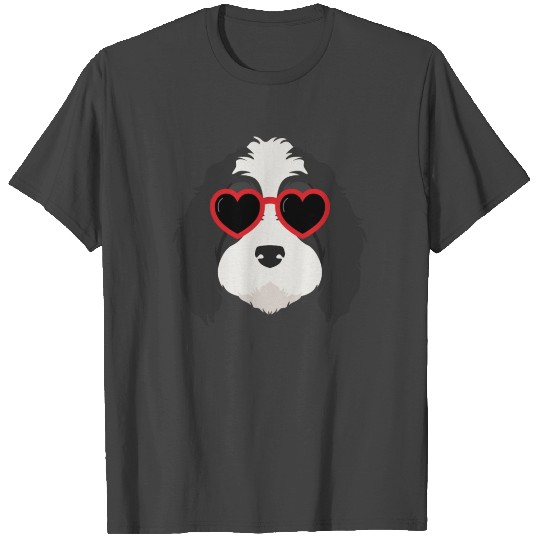 Heart Sunglasses Bernedoodle T Shirts