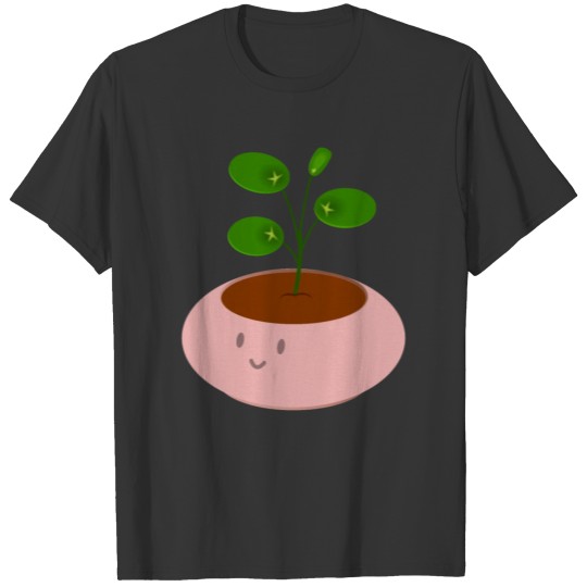 Cute pink pot pilea money plant T Shirts