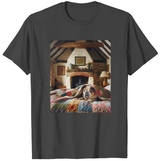 Bulldog Quilted Cottagecore Comfort Men Women T Shirts