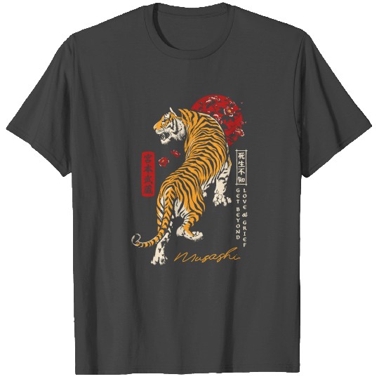 Daredevil Tiger with The Legendary Samurai Musashi T Shirts