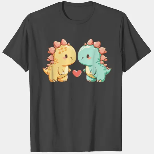 Dinosaur stegosaurus couple love couple in love T Shirts