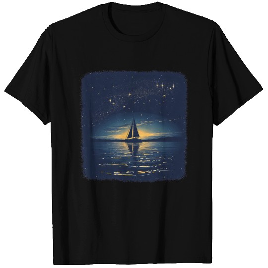 Starry Night Sailing Catamaran T Shirts