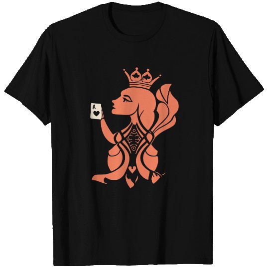 Queen Hearts Playing Card Design 2 Color Vector T Shirts