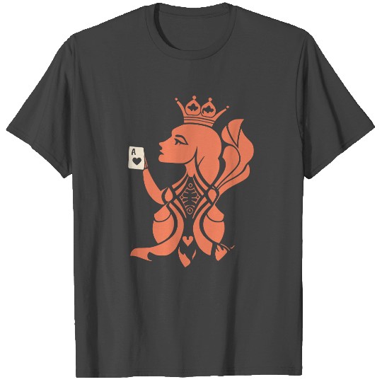 Queen Hearts Playing Card Design 2 Color Vector T Shirts