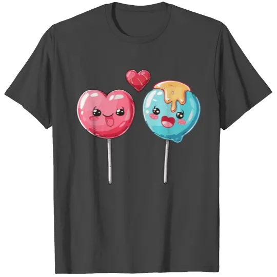 Lollipop couple love heart Valentine's Day T Shirts