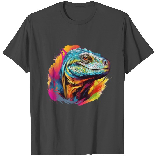 Colorful Komodo dragon splashes of paint T Shirts