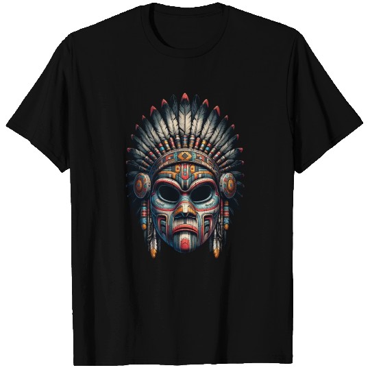 Enigmatic Native American Headdress Vector T Shirts