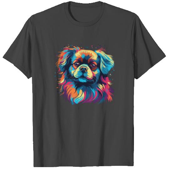 Watercolor Colorful Tibetan Spaniel T Shirts