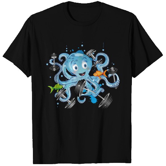 Bodybuilder octopus with dumbbells training T Shirts