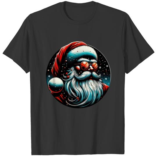 Modern Santa Claus Cyber Punk design Funny Gift T Shirts